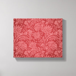 Red Paisley Damask Designer Floral Vintage Classic Canvas Print