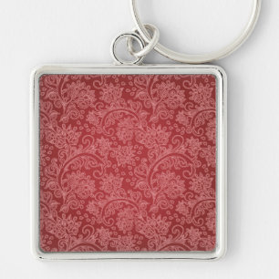 Red Paisley Damask Designer Floral Vintage Classic Key Ring