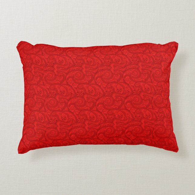 Red Paisley Decorative Cushion (Front)