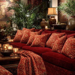 Red Paisley Designer Pillows - Customizable 