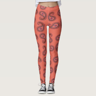 red paisley pattern leggings