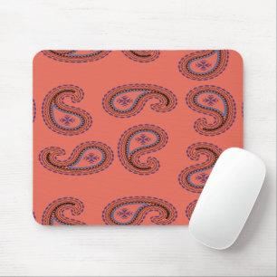 red paisley pattern mouse pad