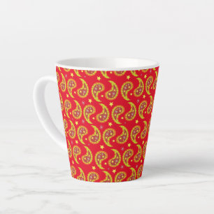 Red paisley personalised Christmas  Latte Mug