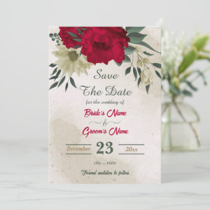 red pale yellow flowers botanical save the date