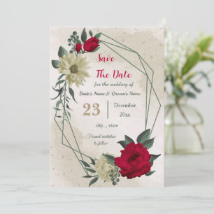 red pale yellow flowers botanical save the date