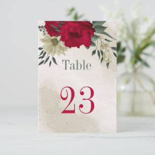 red pale yellow flowers botanical table number
