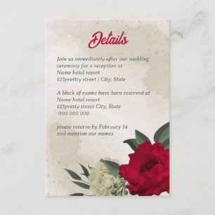 red pale yellow flowers wedding enclosure card