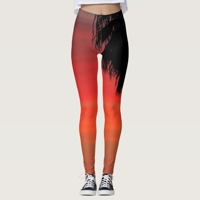 RED Palm Tree Leggings (Front)