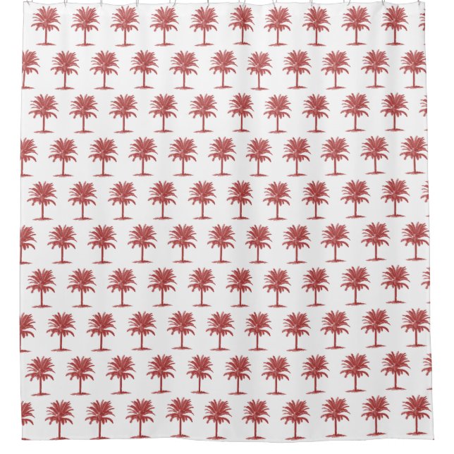 Red Palm Tree Shower Curtain (Front)