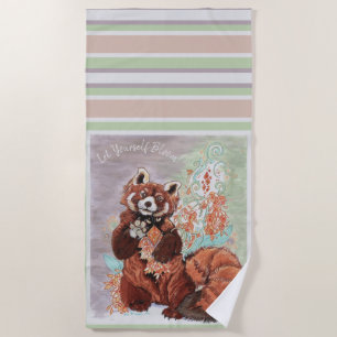 Red Panada Crystalline Vibes Art Beach Towel