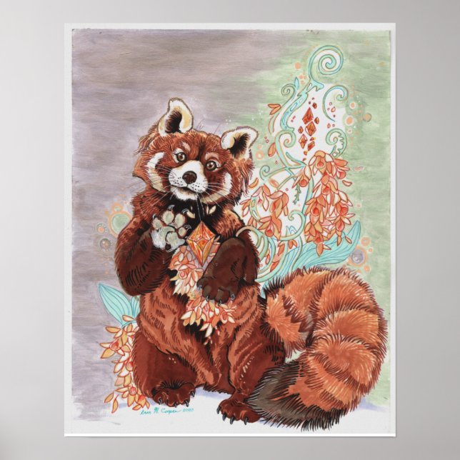 Red Panada Crystalline Vibes Art Poster (Front)