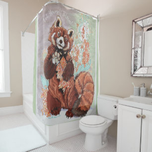 Red Panada Crystalline Vibes Art   Shower Curtain