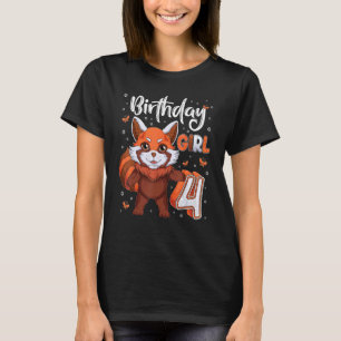 Red Panda 4th Birthday Girl 4 Year Old Girl birthd T-Shirt