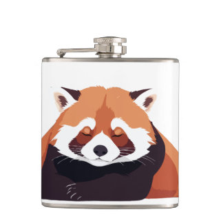 Red Panda Adorable Cute Animal Sleeping Relaxing Hip Flask