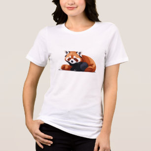 Red Panda Adorable Cute Animal Sleeping Relaxing Tri-Blend Shirt