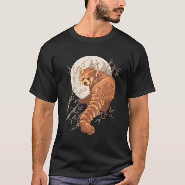 Red Panda Aesthetic With Bamboos T-Shirt (Front)