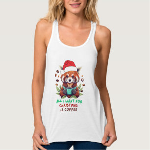 Red Panda All I Want for Christmas is Coffee Singlet