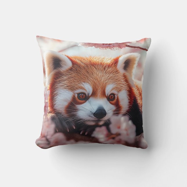Red Panda Among Cherry Blossoms  Cushion (Front)