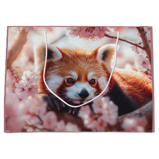 Red Panda Among Cherry Blossoms Large Gift Bag