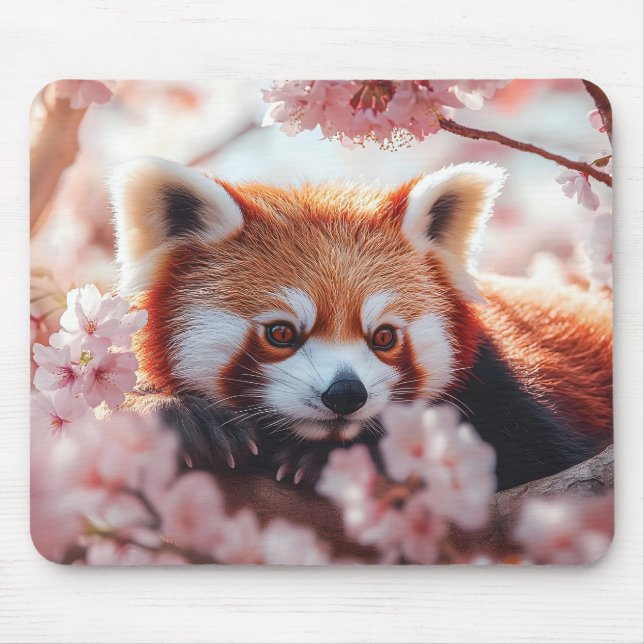 Red Panda Among Cherry Blossoms  Mouse Pad (Front)