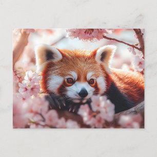 Red Panda Among Cherry Blossoms  Postcard