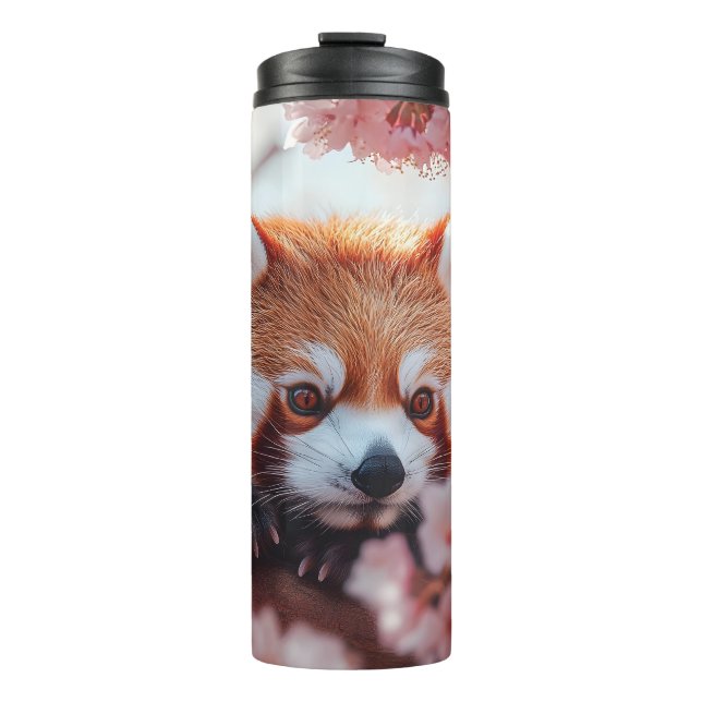 Red Panda Among Cherry Blossoms  Thermal Tumbler (Front)