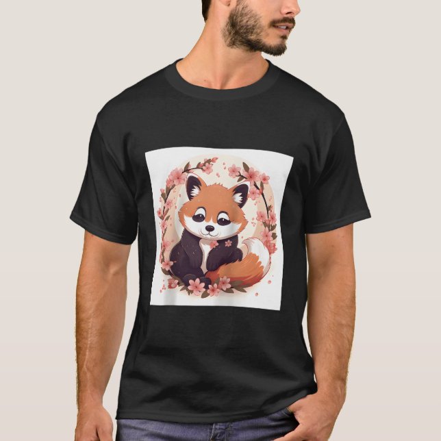 Red Panda And Cherry Blossom Pattern Perfect Sprin T-Shirt (Front)