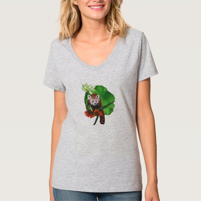 Red panda and coneflowers T-Shirt (Front)