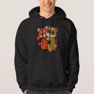 Red Panda And Meerkat Cute Animal   Hugging Women  Hoodie