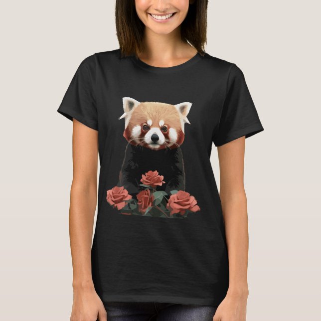 Red panda and roses T-Shirt (Front)
