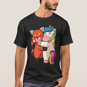 Red Panda And Unicorn Cute Animal  Hugging Women G T-Shirt