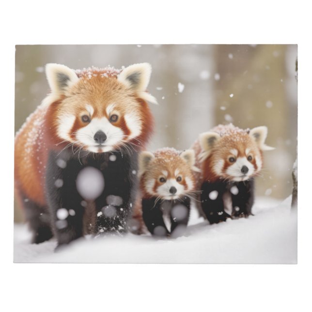 Red Panda Animal Family Wandering Nature Notepad (Front)