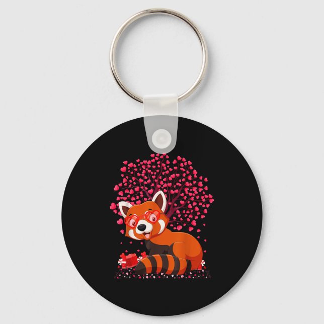 Red Panda Animal Lover Funny Red Panda Valentines  Key Ring (Front)