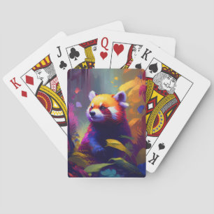 Red Panda Animal Portrait Painting Wildlife Forest Playing Cards