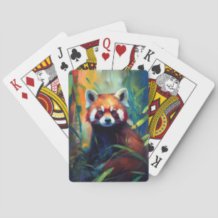 Red Panda Animal Portrait Painting Wildlife Forest Playing Cards