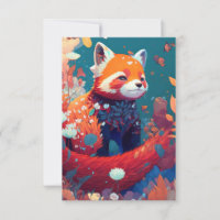 Red Panda Animal Portrait Painting Wildlife Forest