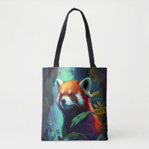 Red Panda Animal Portrait Painting Wildlife Forest Tote Bag