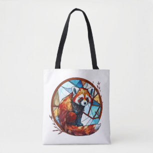 Red Panda Animal Portrait Stained Glass Wildlife  Tote Bag
