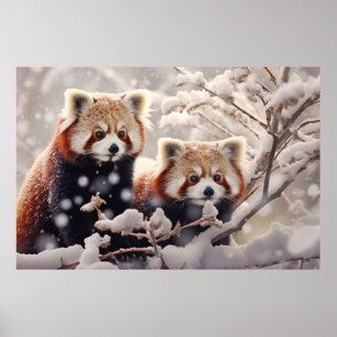 Red Panda Animal Wildlife Wilderness Colourful Art Poster