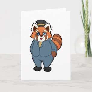 Red Panda as Groom with Hat Card