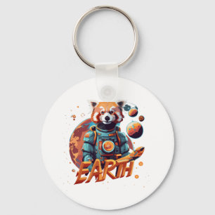 Red panda astronaut key ring