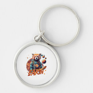 Red panda astronaut key ring