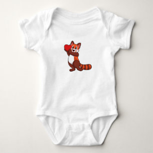 Red panda at Love with Heart.PNG Baby Bodysuit