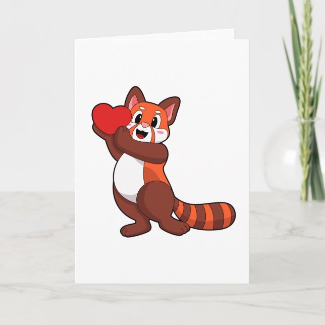 Red panda at Love with Heart.PNG Card (Front)