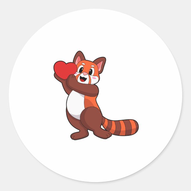 Red panda at Love with Heart.PNG Classic Round Sticker (Front)