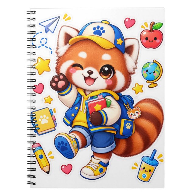 Red Panda Back to School Spiral Notebook (Front)
