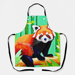 Red Panda Bamboo Forest Apron