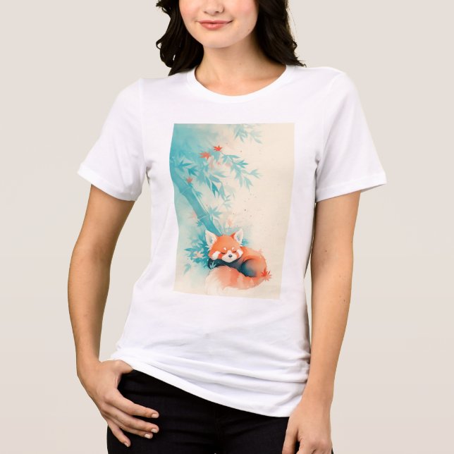 Red Panda Bamboo Forest Nap Tri-Blend Shirt (Front)