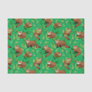 Red Panda & Bamboo Leaves Pattern Tissue Paper