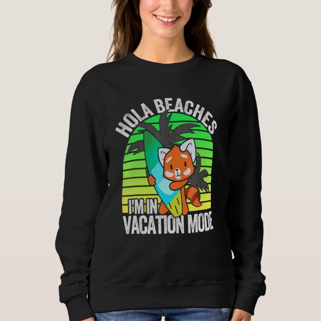 Red Panda Beach Vacation Mode Surfboard Summer Hol Sweatshirt (Front)